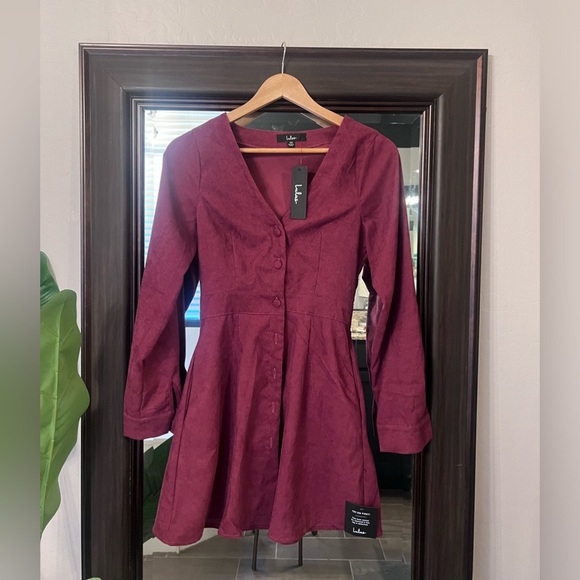 LULUS Everyday Adoration Plum Purple Corduroy Mini Dress With Pockets - Picture 5 of 5
